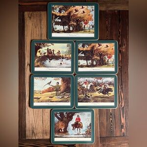 NORMAN THELWELL • 6 placemat lot • famous hunting pony cartoons funny UK British